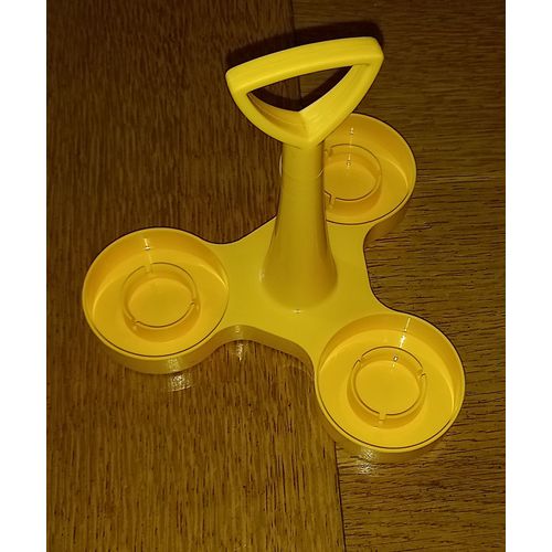 Support Triangulaire Tupperware Vintage - Jaune ,2 Élements Visables -17x17cm Env. Monté - Pour Trio De Boites De Conservation De Présentation