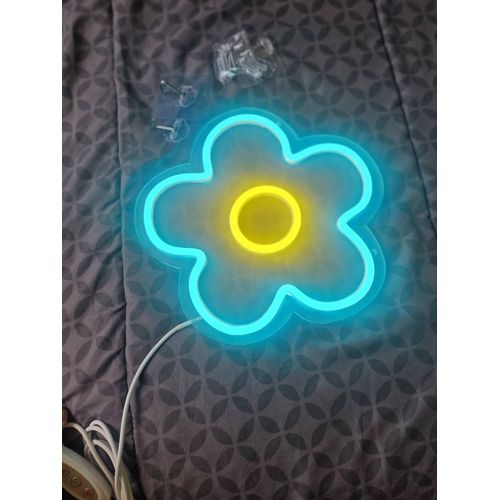 Lampe Neon Fleurs Bleu Et Jaune ?