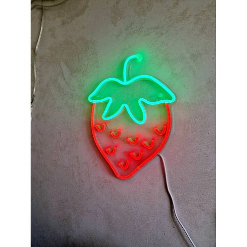Petite Lampe Neon Murale Coloré Fraise ?