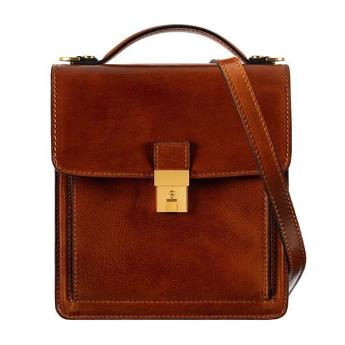 Sac à Bandoulière en Cuir artisanal au design classique Coleur marron cognac