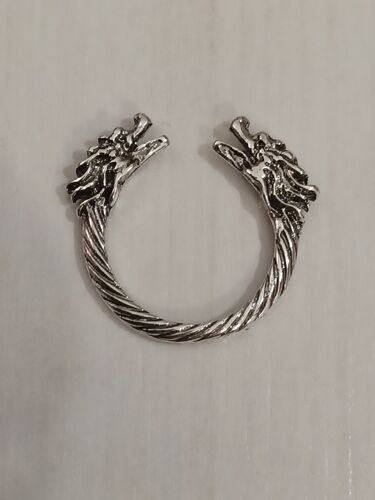 Bague Métal Argenté,Double Tête De Dragon,Bague Ouverte,Taille 16.56 Mm