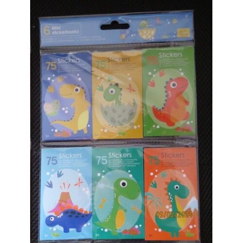 Lot De 6 Carnets D'autocollants Dinosaures