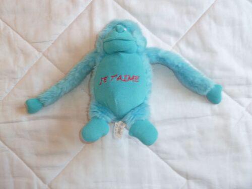 Doudou Singe Bleu " Je T'aime"