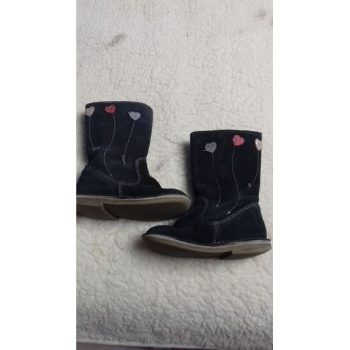 Bottes Fillette Coeur En Daim Gris Taille 24 Dpam