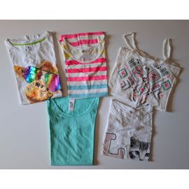 Lot Vêtements Fille - 12 / 14 Ans (158 / 164) - Eté- 5 Tee-Shirt