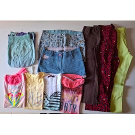 Lot Vêtements Fille - 14 Ans - Printemps Été - 2 Pantalons, 1 Legging, 2 Short, 1 Combishort, 4 Tee-Shirt 