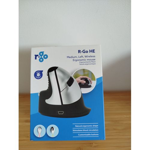 R-Go HE Mouse Souris ergonomique, Moyen (165-195mm), pour gaucher, sans fil - Souris - ergonomique - 5 boutons - USB - noir / argent