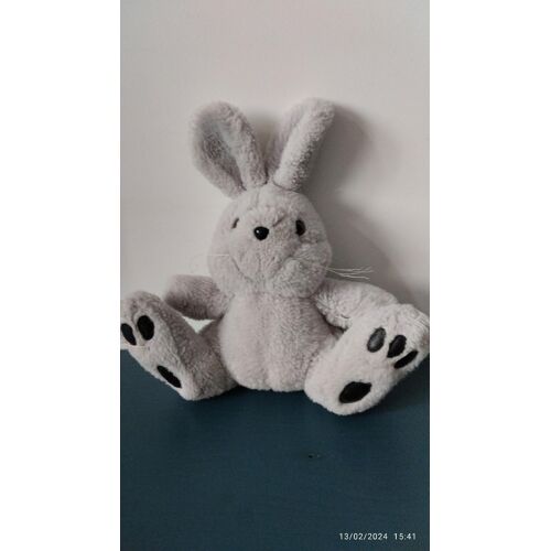 Vintage Peluche Doudou Lapin Lièvre Gris Mt Belgique