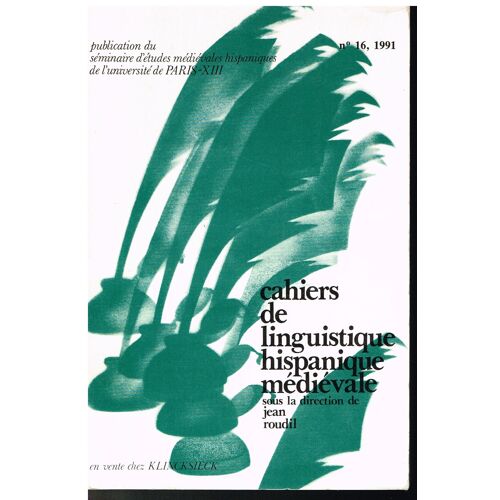 Cahiers De Linguistique Hispanique Médiévale N°16, 1991