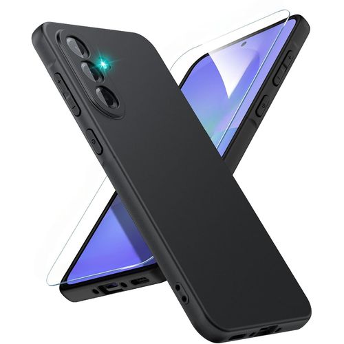 Coque Pour Samsung Galaxy A36 5g Silicone Noir + Verre Trempe Little Boutik©