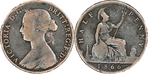 Uk - 1866 - Half Penny - 25-013