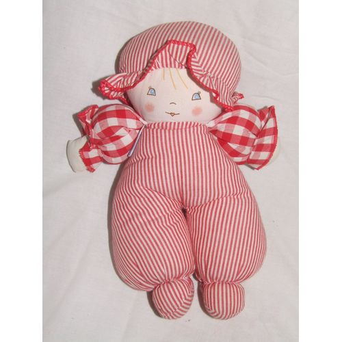 Poupee Nounours Rouge Raye Carreaux Grelot