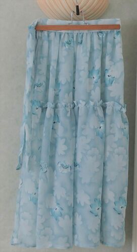 Jupe Longue Plissée Volantée Taille 38 Vintage Bleu Ciel