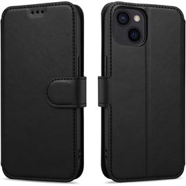 Coque Pour Iphone 14 Noir Portefeuille Antichoc Souple Porte-Carte Effet Cuir