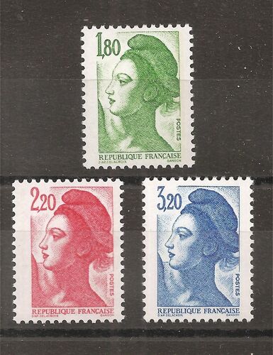 2375 - 2376 - 2377 (1985) Types Liberté 1f80 Vert / 2f20 Rouge / 3f20 Bleu N** (Cote 5e) (6324)