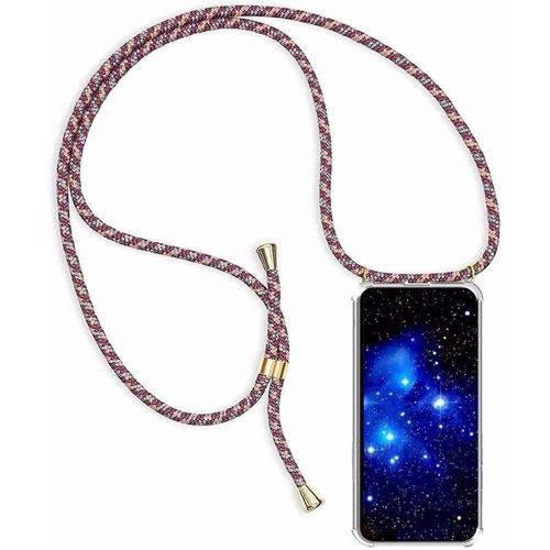 Coque Compatible Avec Huawei Y6 2018/Honor 7a,Coque Avec Cordon,¿¿Tui De Protection En Silicone Avec Collier Case Portable Cover,Gris Abricot Rouge