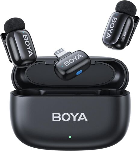 Boyamini Microphone De Lavalier Sans Fil Pour Iphone Ipad, Microphone Ultra Mini Avec Changement De Voix Ai, Réduction Du Bruit Et Étui De Chargement, Microphone À Pince En Métal Content Creators