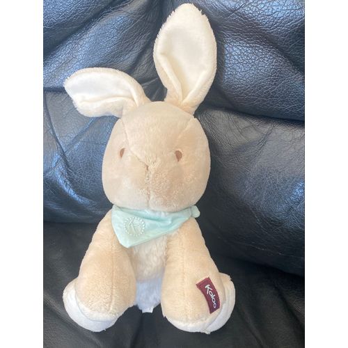 Doudou Kaloo Lapin Beige Bandana Foulard Bleu Les Amis 18 -28cm