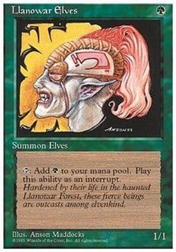 Magic Vert - Elfes De Llanowar - 4th Edition Bord Blanc 1995
