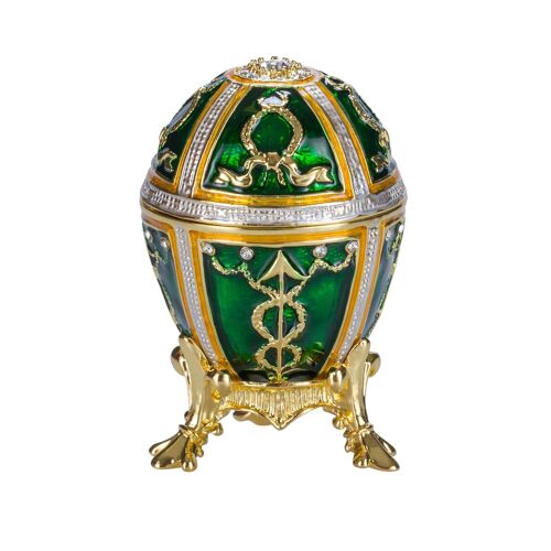 Oeuf à la Fabergé boîte à bijoux Bouton de rose, 6 cm, vert