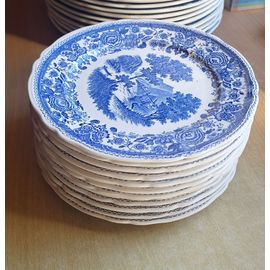 Suite De 12 Assiettes A Dessert Villeroy & Boch Collection Burgenland Bleu.