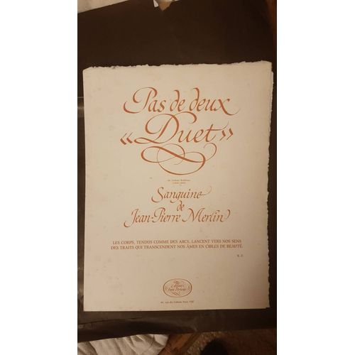 Dessin Sanguine Pas De Deux "Duet" Jean-Pierre Merlin