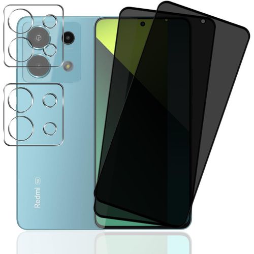 Pack 2 Protections Écran Vie Privée + 2 Protections Lentille Caméra En Verre Trempé 9h Pour Xiaomi Redmi Note 13 Pro 5g