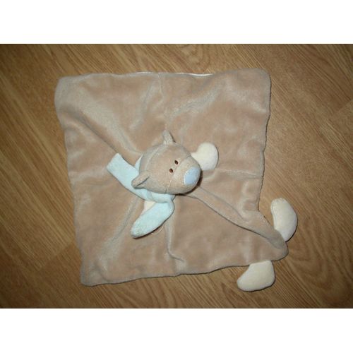 Doudou Peluche Ours Bear Bär Orso Plat Carré Beige Echarpe Ricky Écharpe Rose Jollybaby Jollymex Nattou Jolly Baby 