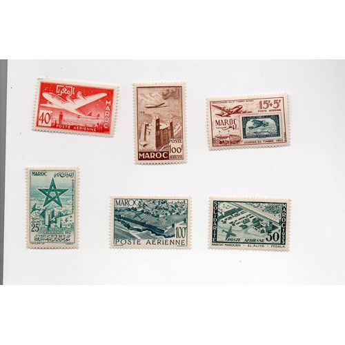 Maroc- Lot De 6 Timbres Neufs Poste Aérienne