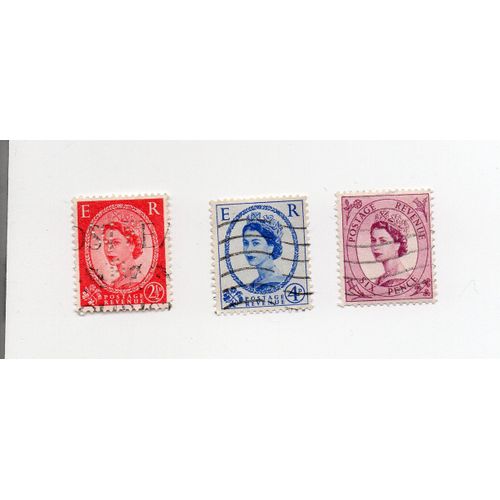 Royaume-Uni- Lot De 3 Timbres Oblitérés- Reine Elizabeth