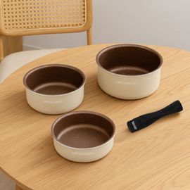 Set De 3 Casseroles Écru Tous Feux Arthur Martin 16-18-20 Cm Avec Une Poignée