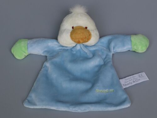 Doudou Canard Plat Bleu Vert Charly & Cie