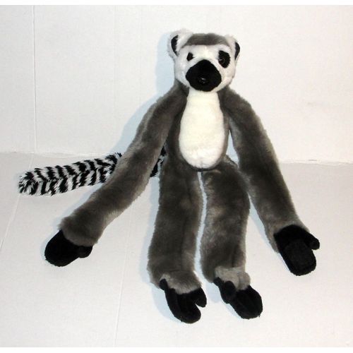 Peluche Lemurien Nature & Decouvertes - Doudou Singe Suricate Gris Blanc