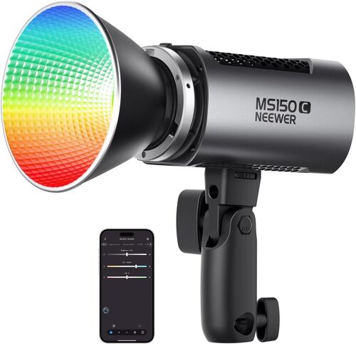 NEEWER MS150C 150W RGB COB Video Light avec 2,4G/Application Contrôle à Distance, Éclairage Continue RGB LED, Monture Bowens Lumière Photo Studio