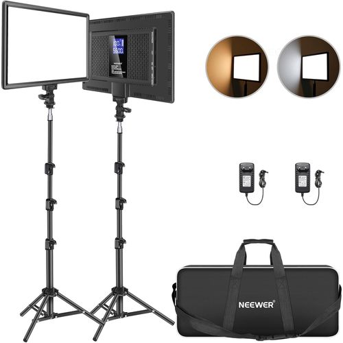 NEEWER 2 Packs Panneau Lumière Vidéo LED 12,9" avec Batterie 8000mah Intégrée Éclairage Vidéo Bicolore Variable avec Support Lumière&Sac Transport pour Jeu/Diffusion Direct/Youtube/Studio/Photographie