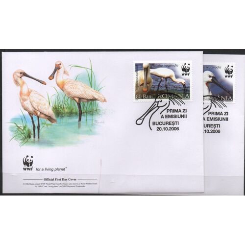 Roumanie Timbres Enveloppes Animaux : Les Spatules 2006