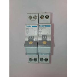 Disjoncteur Phase + Neutre 16A 3kA Courbe C bornes à vis 1 Module MFN716