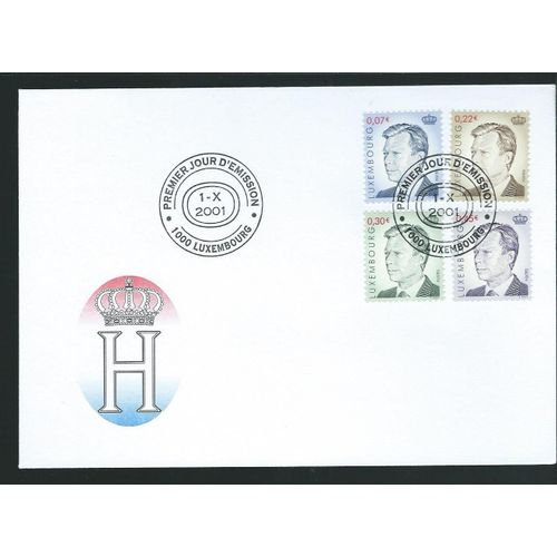 Timbre Du Luxembourg-Obl1er Jour-2001- Michel N°1539-40-41-42-Grand Duc Henri