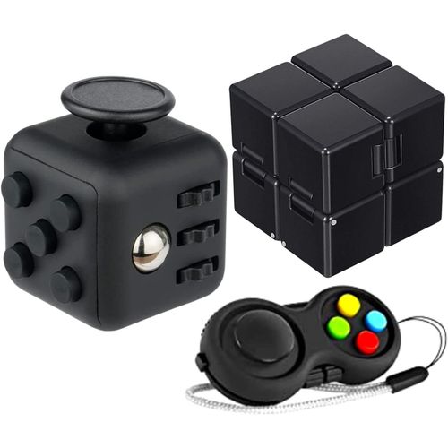 RVKAL-3Pcs Fidget Toy Cube Anti Stress Jouet Cube De L'Infinifidget Pad,Controller Réducteur De Stress Pour Réduire Le Stress En Cas De Nervosité Pour Tous Les Groupes D'Âge