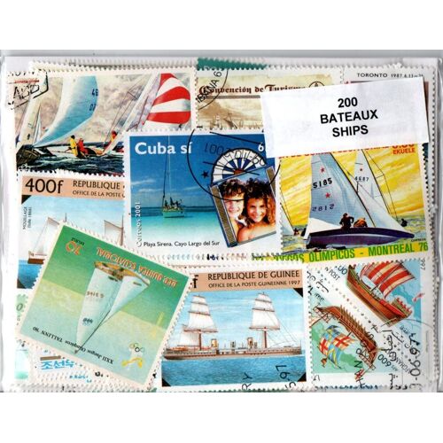 Lot 200 Timbres Thematique " Bateaux "
