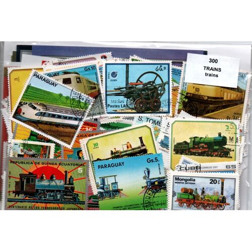 Lot 300 Timbres Thematique " Trains "