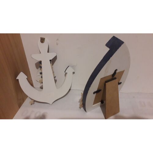 Ancre Marine Et Cadre Forme Barque En Bois
