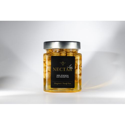 Miel D'acacia Aux Noisettes 100% Naturel. Trésor Naturel En Bocal De 400g. Nectar Lux