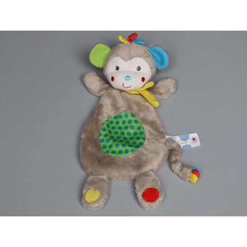 Doudou Singe Plat Gris Vert Jaune Simba Toys Nicotoy