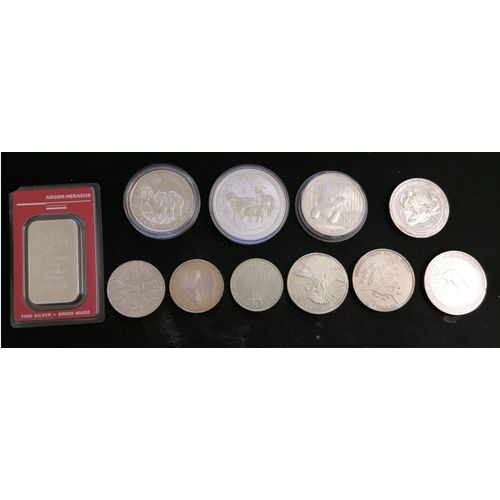 Lot De 10 Pièces D'argent + Lingot 50 Grs