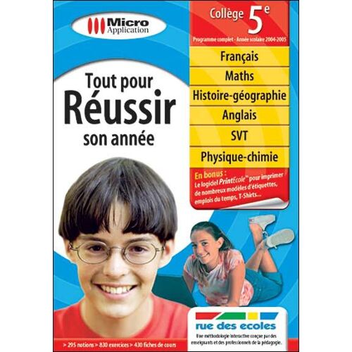 Tout Pour Réussir Son Année 5 Ème Sur Pc Français /Math / Anglais /Svt /Histoire -Géo /Physique - Chimie . Avec La Notice . Ludo-Éducatif 2004 / 2005