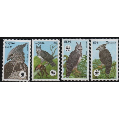 Guyana Timbres Animaux : Les Harpies 1990