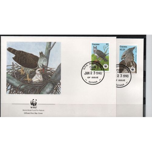 Guyana Timbres Animaux Les Oiseaux 4 Fdc 1990