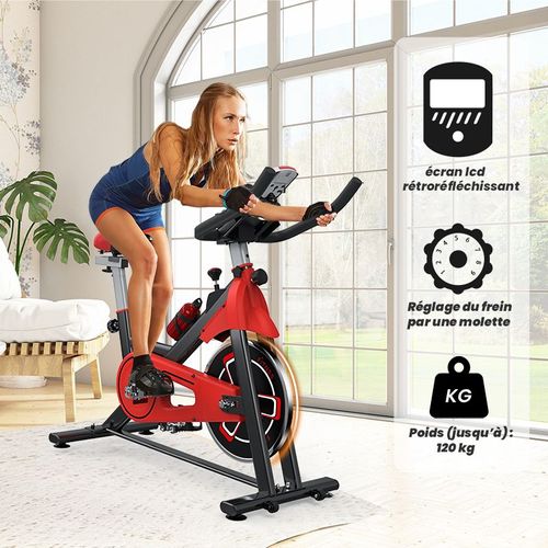 Vélo D'appartement D'intérieur - Exercice De Fitness À Domicile - Avec Siège Et Guidon Réglables - Résistance Réglable - Écran Lcd - Max Charge: 120 Kg