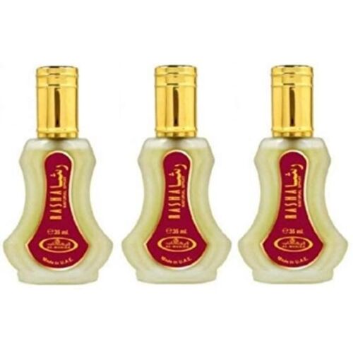 Lot De 3 Musc Parfums Rasha Al Rehab - 35ml, Attar Halal Arabe, Notes: Rose, Floral, Fleurs Blanches, Ambre, Epicés Chaud 
